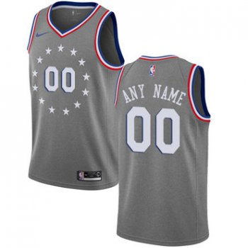 Men's Customized Philadelphia 76ers Swingman Gray Nike NBA City Edition Jersey