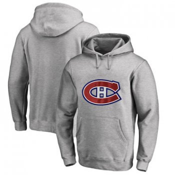 Montreal Canadiens Gray Men's Customized All Stitched Pullover Hoodie