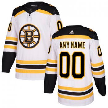 Custom Men's Boston Bruins White 2017-2018 adidas Hockey Stitched NHL Jersey