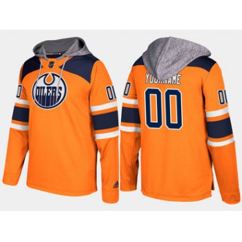 Adidas Oilers Men's Customized Name And Number Orange Hoodie