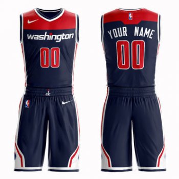 Wizards Navy Men's Customized Nike Swingman Jersey(With Shorts)