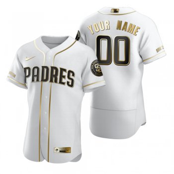 Men's San Diego Padres Custom Nike White Stitched MLB Flex Base Golden Edition Jersey