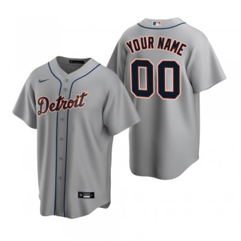 Men's Detroit Tigers Custom Nike Gray Stitched MLB Cool Base Road Jersey