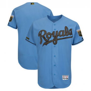 Men's Kansas City Royals Majestic Light Blue 2018 Memorial Day Authentic Collection Flex Base Team Custom Jersey