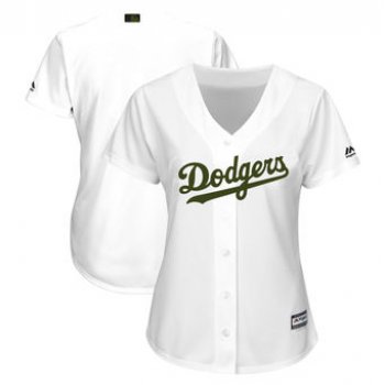 Women's Los Angeles Dodgers Majestic White 2018 Memorial Day Cool Base Team Custom Jersey