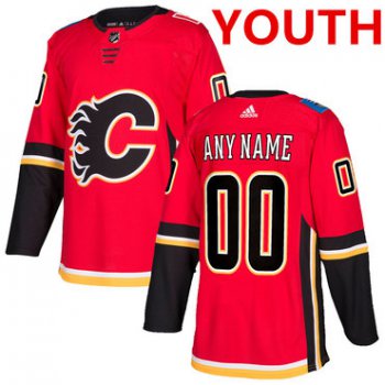 Youth Adidas Calgary Flames Red Home 2017-2018 Hockey Stitched Custom NHL Jersey