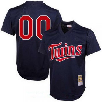 Men's Minnesota Twins Navy Blue 1996 Mesh Batting Practice Throwback Majestic Cooperstown Collection Custom Baseball Jersey