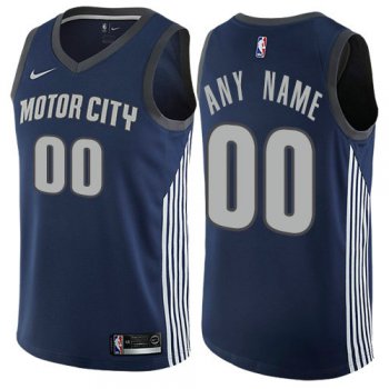 Men's Nike Detroit Pistons Customized Authentic Navy Blue NBA City Edition Jersey