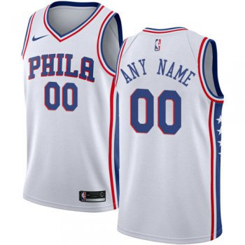 Men's Nike Philadelphia 76ers Customized Swingman White Home NBA Association Edition Jersey