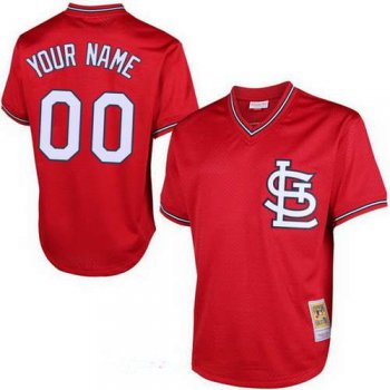 Men's St. Louis Cardinals Red Mesh Batting Practice Throwback Majestic Cooperstown Collection Custom Baseball Jersey