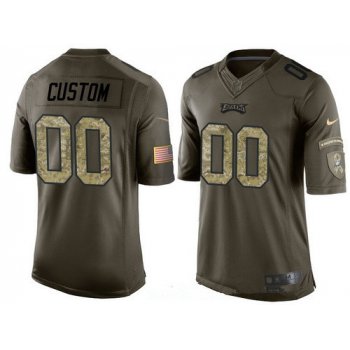 Men's Philadelphia Eagles Custom Olive Camo Salute To Service Veterans Day NFL Nike Limited Jersey