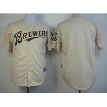 Men's Milwaukee Brewers Customized 2013 Cream Jersey