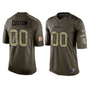 Men's New England Patriots Custom Olive Camo Salute To Service Veterans Day NFL Nike Limited Jersey
