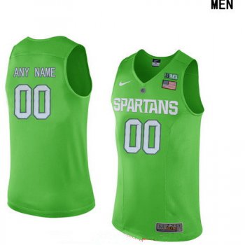 Men's Michigan State Spartans Custom Nike College Basketball Authentic Jersey - Apple Green
