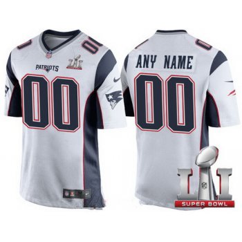 Men's New England Patriots White 2017 Super Bowl LI NFL Nike Custom Game Jersey
