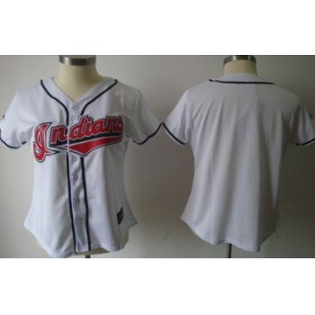 Men's Cleveland Indians Customized White With Red Jersey