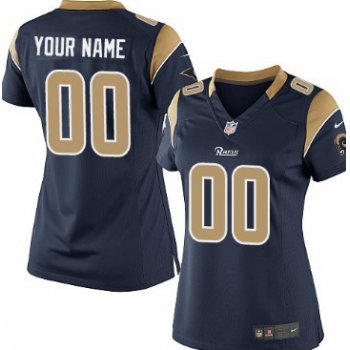 Women's Nike St. Louis Rams Customized Navy Blue Limited Jersey