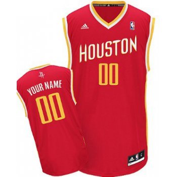 Mens Houston Rockets Customized Red With Gold Jersey