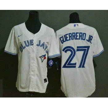Wmen's Toronto Blue Jays #27 Vladimir Guerrero Jr. white stitched MLB cool base Nike jersey
