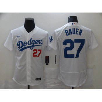 Youth Los Angeles Dodgers #27 Trevor Bauer White Stitched MLB Flex Base Nike Jersey