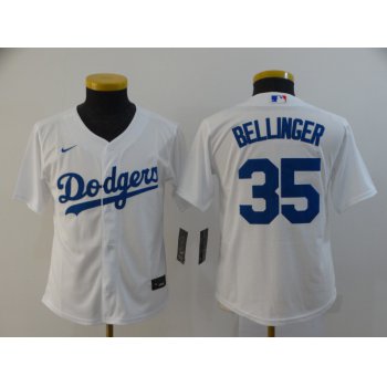 Youth Los Angeles Dodgers #35 Cody Bellinger White Stitched MLB Cool Base Nike Jersey