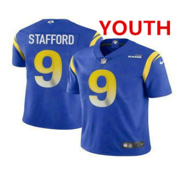 Youth Los Angeles Rams #9 Matthew Stafford Royal Blue 2021 NEW Vapor Untouchable Stitched NFL Nike Limited Jersey
