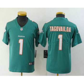 Youth Miami Dolphins #1 Tua Tagovailoa Green 2020 Vapor Untouchable Stitched NFL Nike Limited Jersey