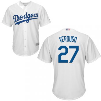 Youth Dodgers #27 Alex Verdugo White Cool Base Stitched Baseball Jersey