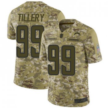 Chargers #99 Jerry Tillery Camo Youth Stitched Football Limited 2018 Salute to Service Jersey