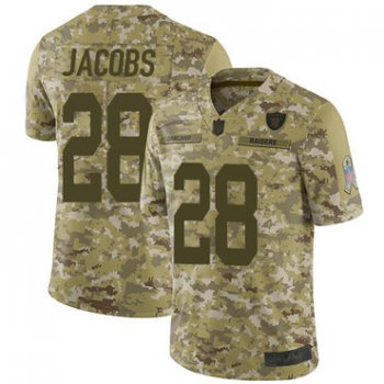 Raiders #28 Josh Jacobs Camo Youth Stitched Football Limited 2018 Salute to Service Jersey