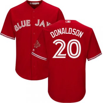 Blue Jays #20 Josh Donaldson Red Cool Base Canada Day Stitched Youth Baseball Jersey