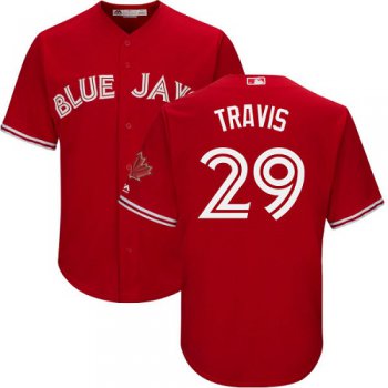 Blue Jays #29 Devon Travis Red Cool Base Canada Day Stitched Youth Baseball Jersey