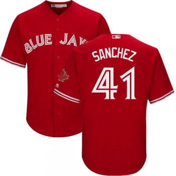 Blue Jays #41 Aaron Sanchez Red Cool Base Canada Day Stitched Youth Baseball Jersey