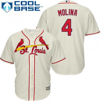 Cardinals #4 Yadier Molina Cream Cool Base Stitched Youth Baseball Jersey