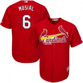 Cardinals #6 Stan Musial Red Cool Base Stitched Youth Baseball Jersey