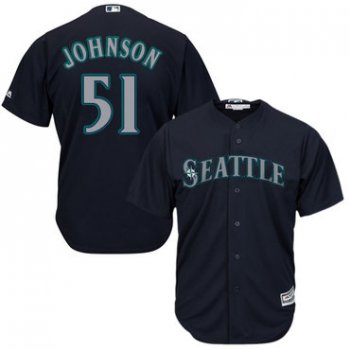 Mariners #51 Randy Johnson Navy Blue Cool Base Stitched Youth Baseball Jersey