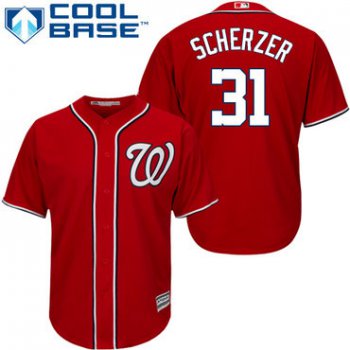 Nationals #31 Max Scherzer Red Cool Base Stitched Youth Baseball Jersey