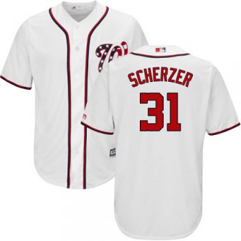 Nationals #31 Max Scherzer White Cool Base Stitched Youth Baseball Jersey