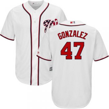 Nationals #47 Gio Gonzalez White Cool Base Stitched Youth Baseball Jersey