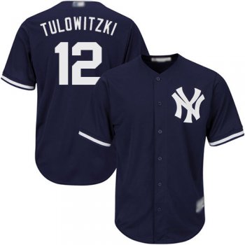 Yankees #12 Troy Tulowitzki Navy blue Cool Base Stitched Youth Baseball Jersey