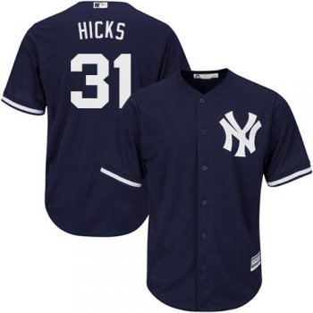Yankees #31 Aaron Hicks Navy blue Cool Base Stitched Youth Baseball Jersey