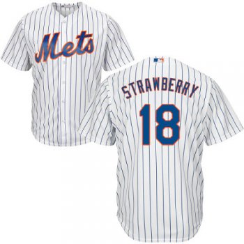Mets #18 Darryl Strawberry White(Blue Strip) Cool Base Stitched Youth Baseball Jersey