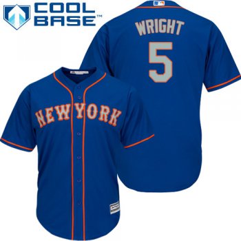 Mets #5 David Wright Blue(Grey NO.) Cool Base Stitched Youth Baseball Jersey
