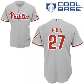 Phillies #27 Aaron Nola Grey Cool Base Stitched Youth Baseball Jersey