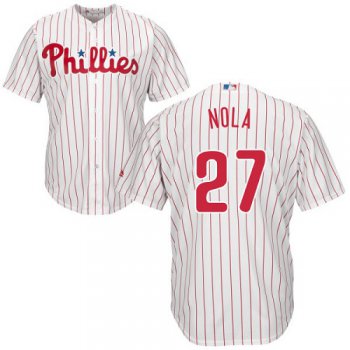 Phillies #27 Aaron Nola White(Red Strip) Cool Base Stitched Youth Baseball Jersey