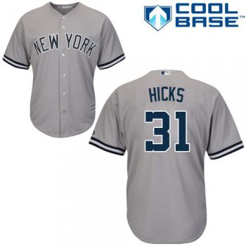 Yankees #31 Aaron Hicks Grey Cool Base Stitched Youth Baseball Jersey