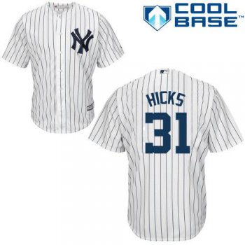 Yankees #31 Aaron Hicks White Cool Base Stitched Youth Baseball Jersey
