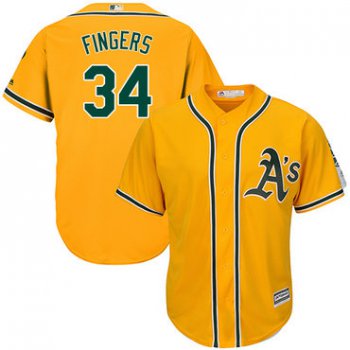 Athletics #34 Rollie Fingers Gold Cool Base Stitched Youth Baseball Jersey