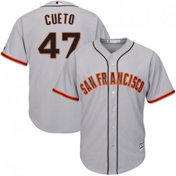 Giants #47 Johnny Cueto Grey Road Cool Base Stitched Youth Baseball Jersey