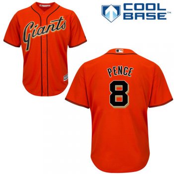 Giants #8 Hunter Pence Orange Alternate Stitched Youth Baseball Jersey